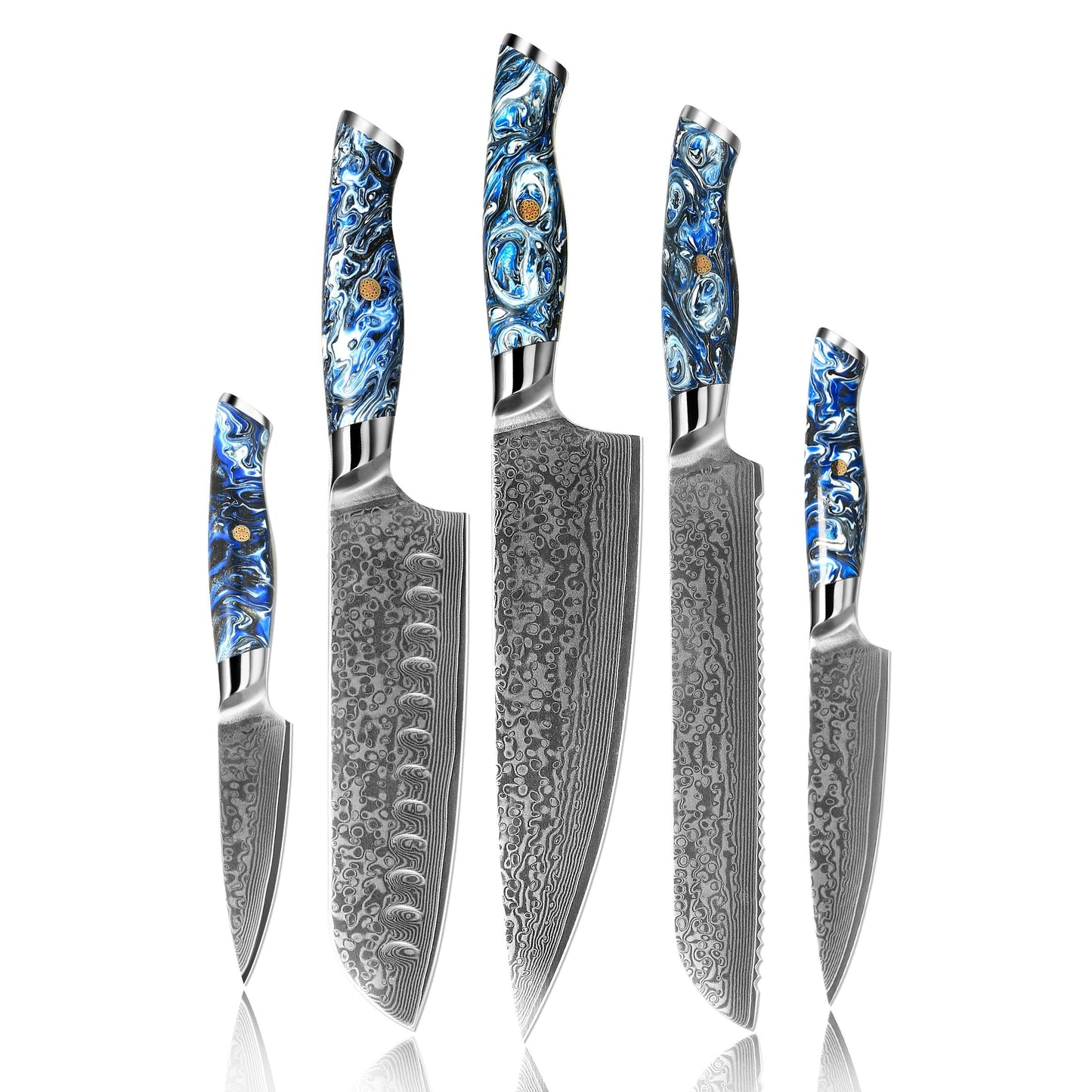 Suraisu 5-Piece Kitchen Knife Set - Chef | Bread | Santoku | Paring Knife - Starry Night Collection